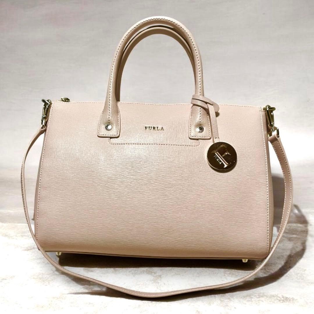 極美品FURLA フルラ ライトピンク ミニボストン 2way ハンドバッグ