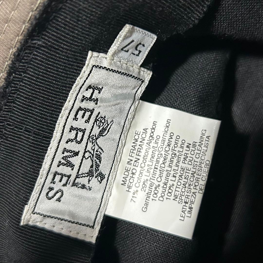 HERMES ハット 帽子 リボン レザー