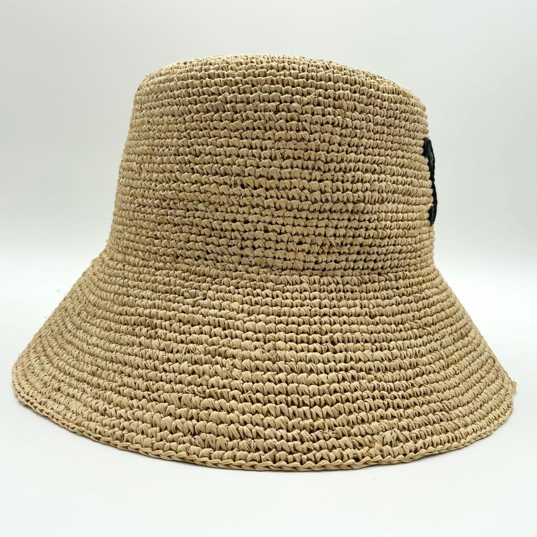 極美品★セリーヌ　ラフィア　バケットハット　帽子　トリオンフ　レディース　S