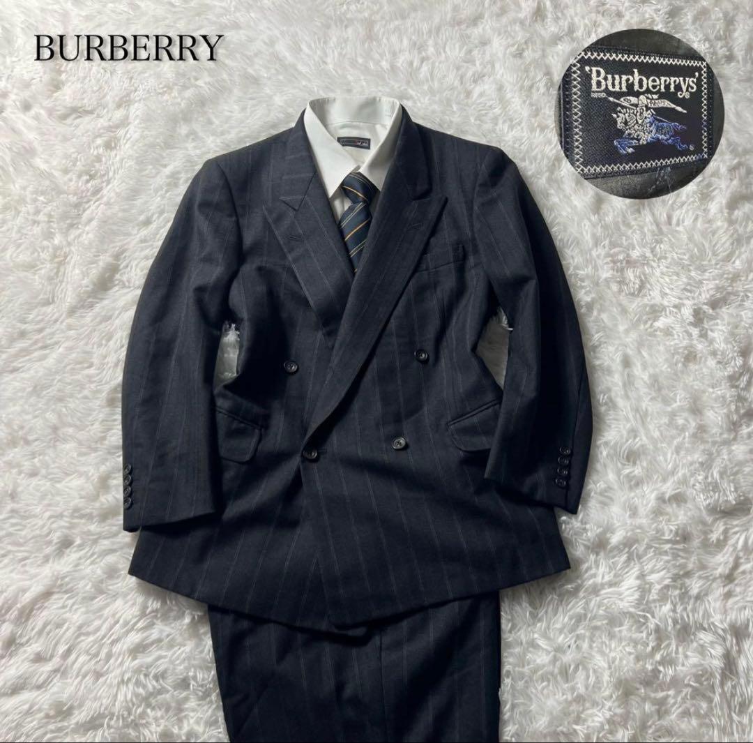 90s BURBERRY バーバリー ダブル　セットアップ　スーツ　ストライプ