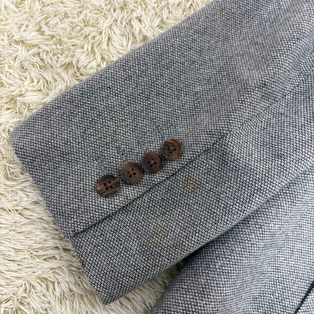 バーバリーロンドン テーラードジャケット カシミヤ100% 総ロゴ グレー 2B