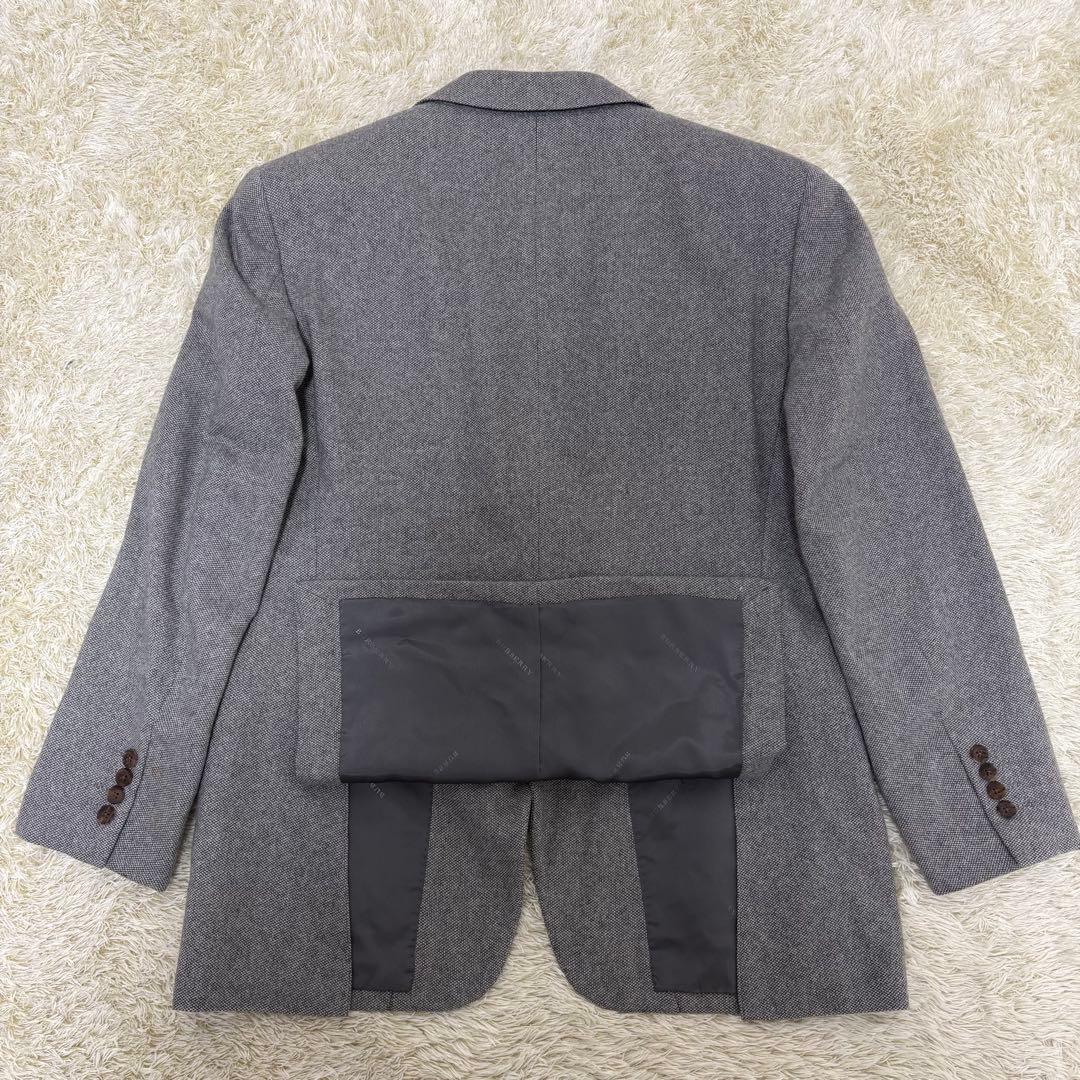 バーバリーロンドン テーラードジャケット カシミヤ100% 総ロゴ グレー 2B