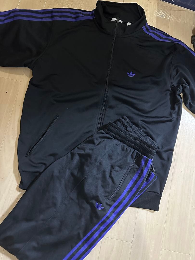 adidas ジャージセット ブラック/パープル M