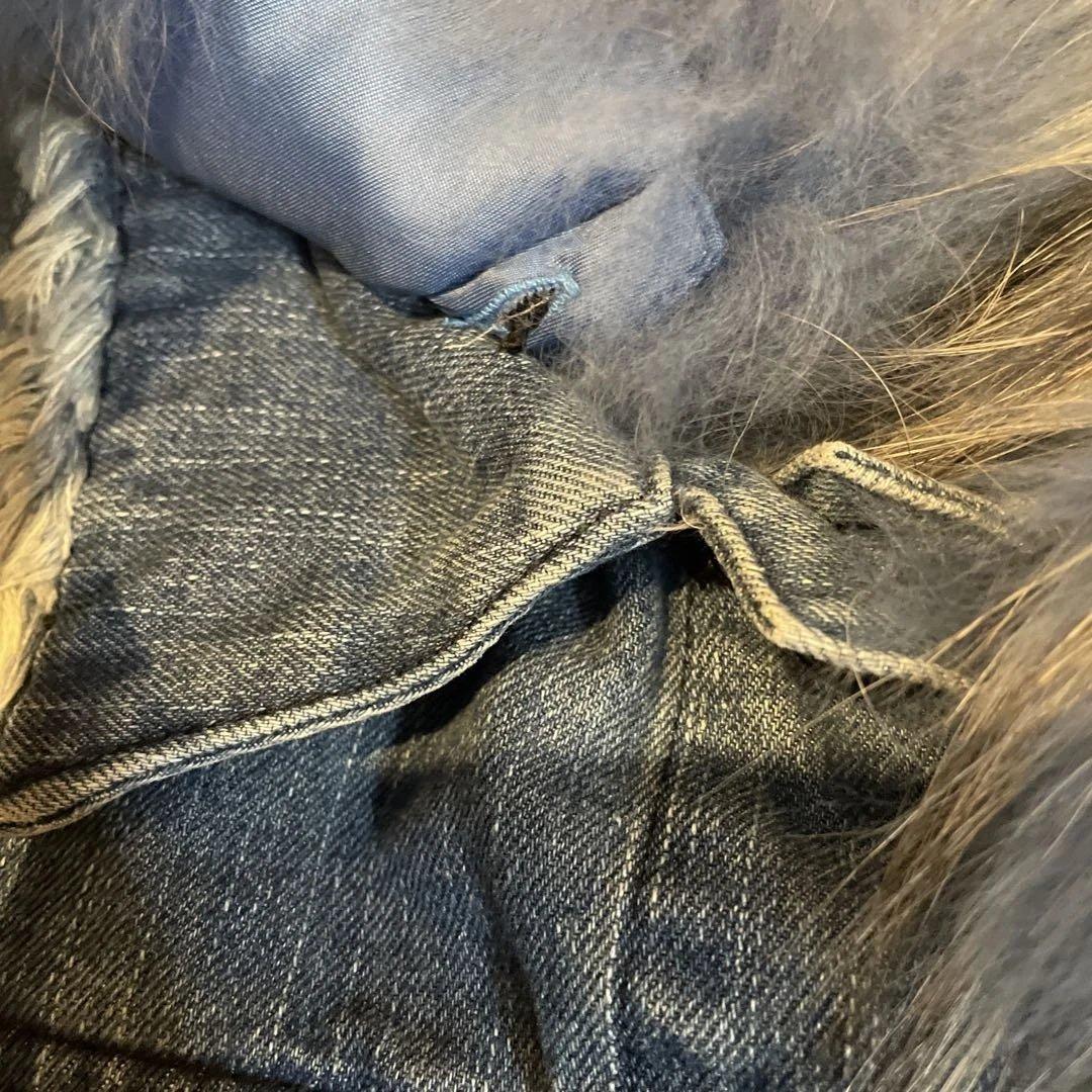 完売品 未使用、Adonisis ラクーンファーカラー デニムジャケット