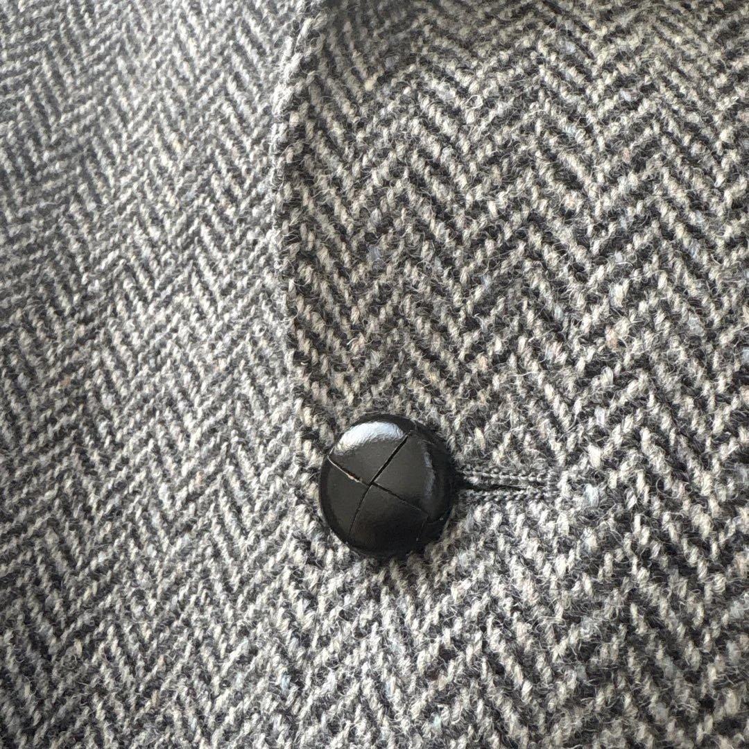 美品【ヘリンボーン 】アメリカ製　ハリスツイード　テーラードL 灰　毛　くるみB