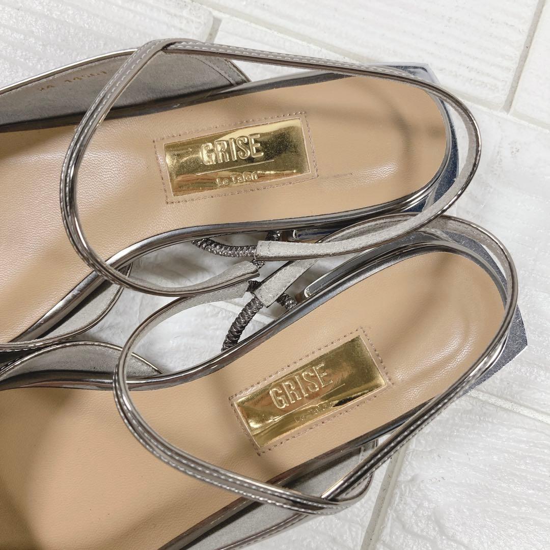 【美品】　GRISEポインテッドストラップスリングバック　22㎝ ミュール
