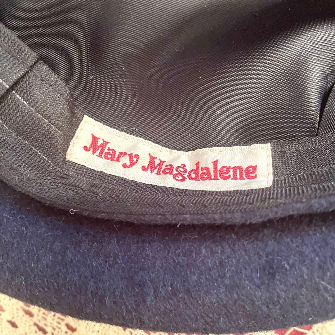 新品　未使用　メアリーマグダレン　ベレー帽　帽子　ネイビー　濃紺　コサージュ