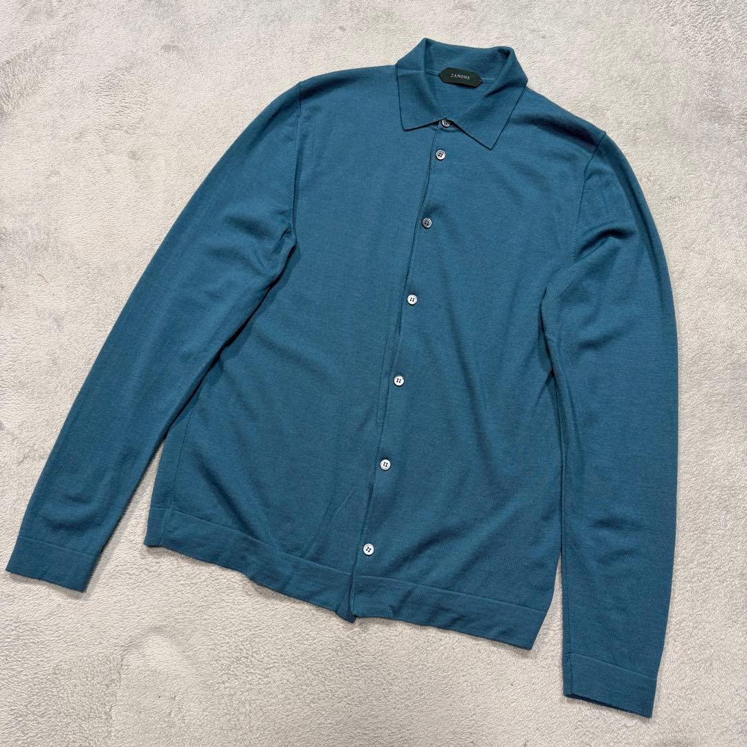 ザノーネ　ニット　シャツ　46サイズ　ウール　ブルー系