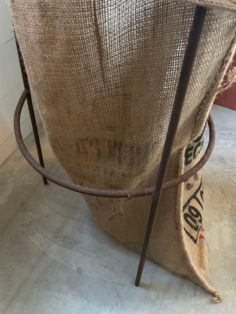 ヴィンテージ コーヒー麻袋 アイアンスタンド 収納 店舗什器