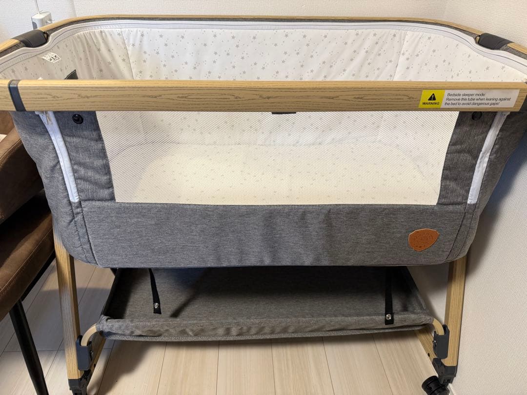 hzdmj 折りたたみ式ベビーベッド グレー