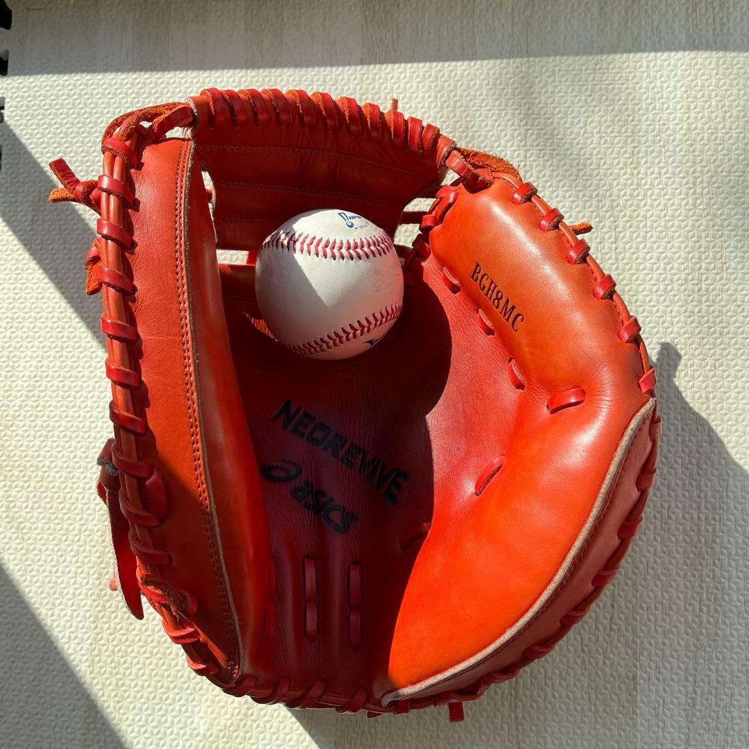 硬式用キャッチャーミット asics製NEOREVIVE BGH8MCオレンジ