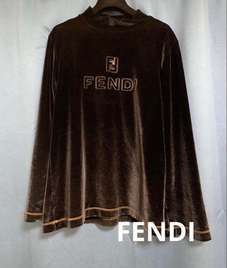 FENDI ヴィンテージ FFロゴ ベロアハイネック カットソー