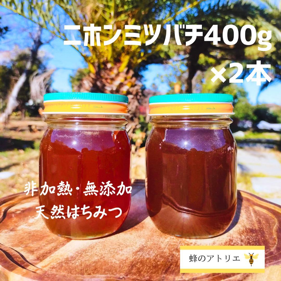 【群違い】ニホンミツバチの国産百花蜜400g×2本　非加熱無添加天然はちみつ