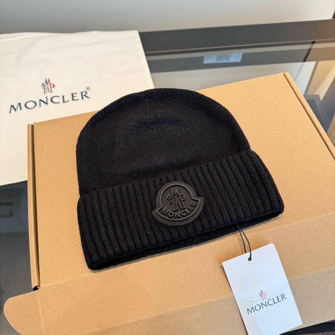 MONCLER ロゴ ニット キャップ ブラック