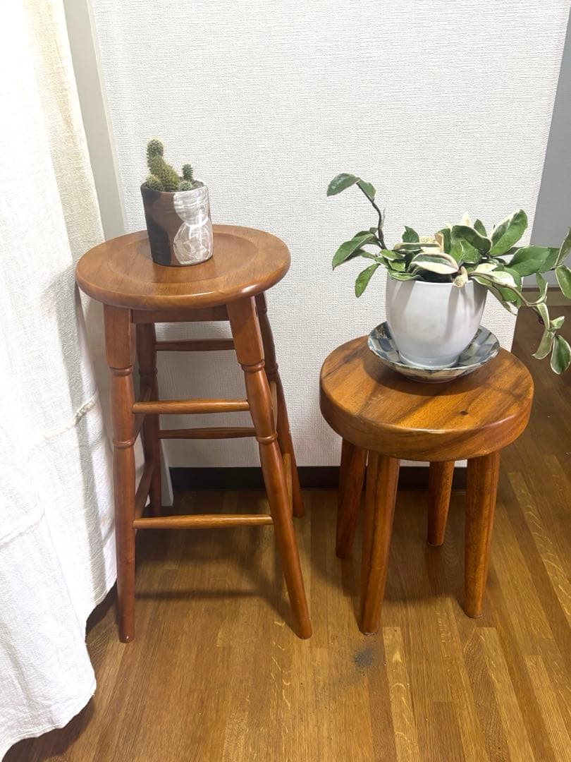 スツール2脚セット　木製　定価合計¥23700 花台