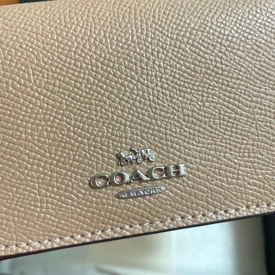 値下げ中★超美品★【COACH/コーチ】カードケース 名刺入れ ベージュ レザー