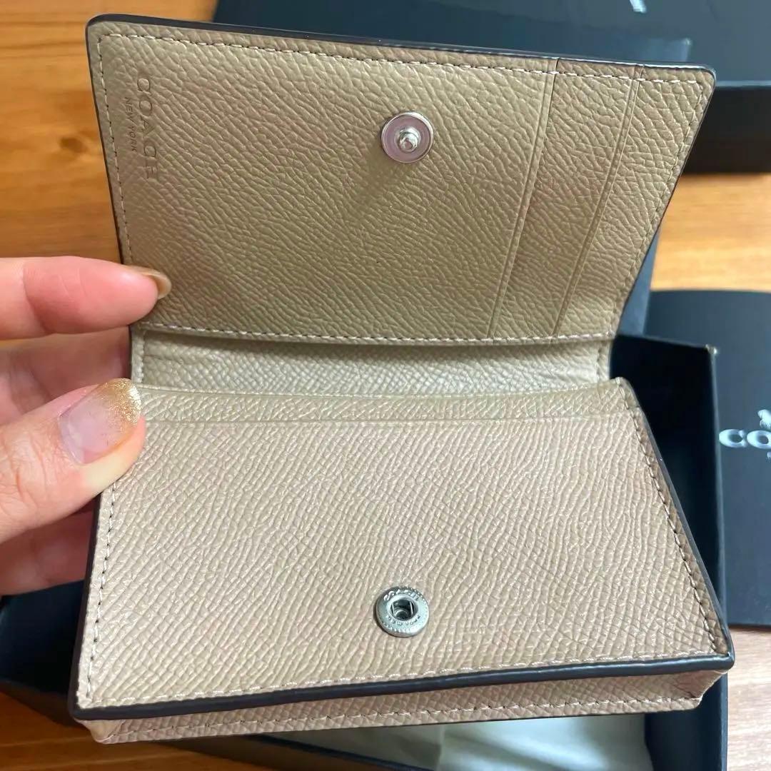 値下げ中★超美品★【COACH/コーチ】カードケース 名刺入れ ベージュ レザー