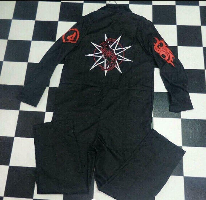 ハードコアメタルバンドslipknotバーコードつなぎナンバー4ツナギ黒