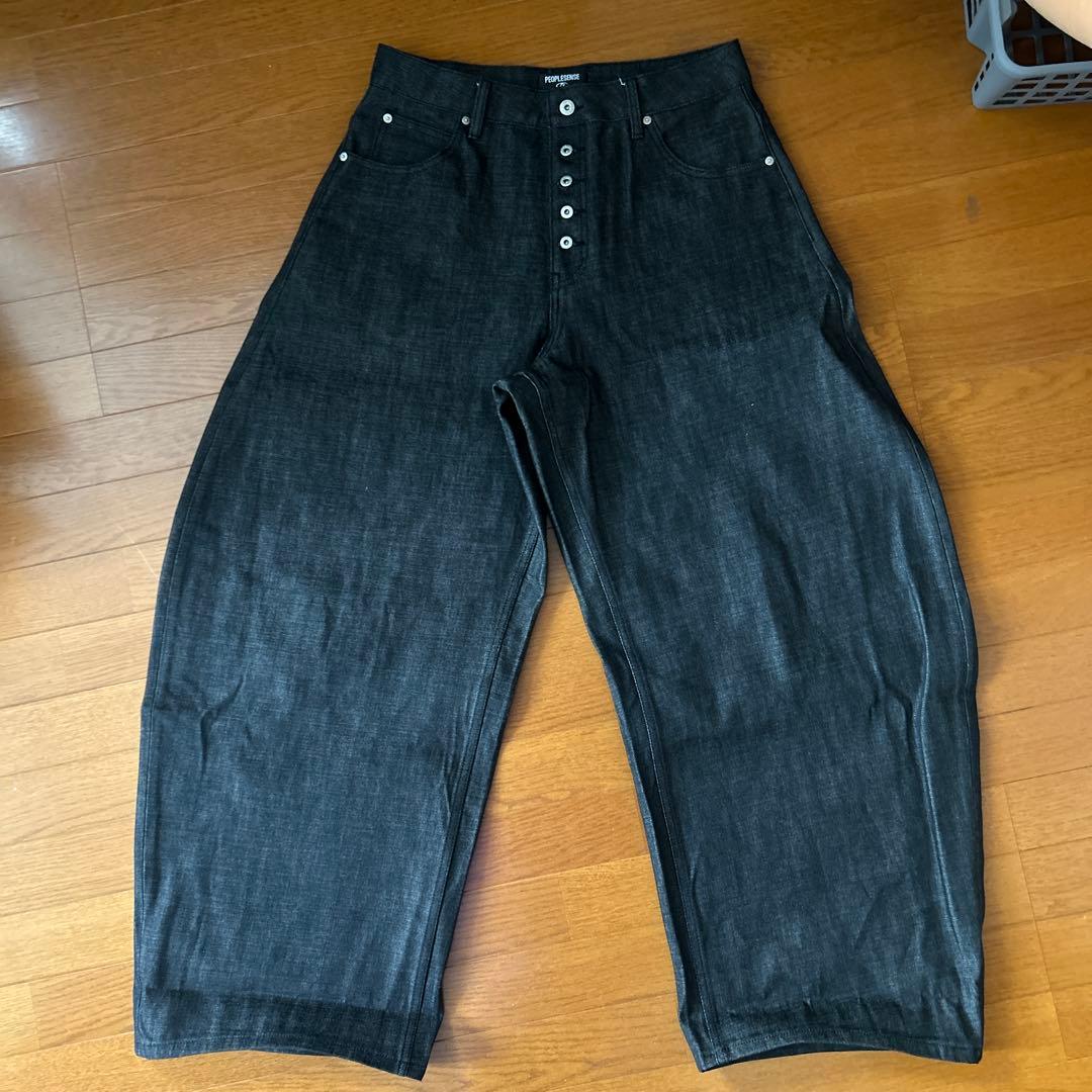 【XL・未使用】PEOPLESENSE ワイドバギーデニム ボタンフライ 黒コン