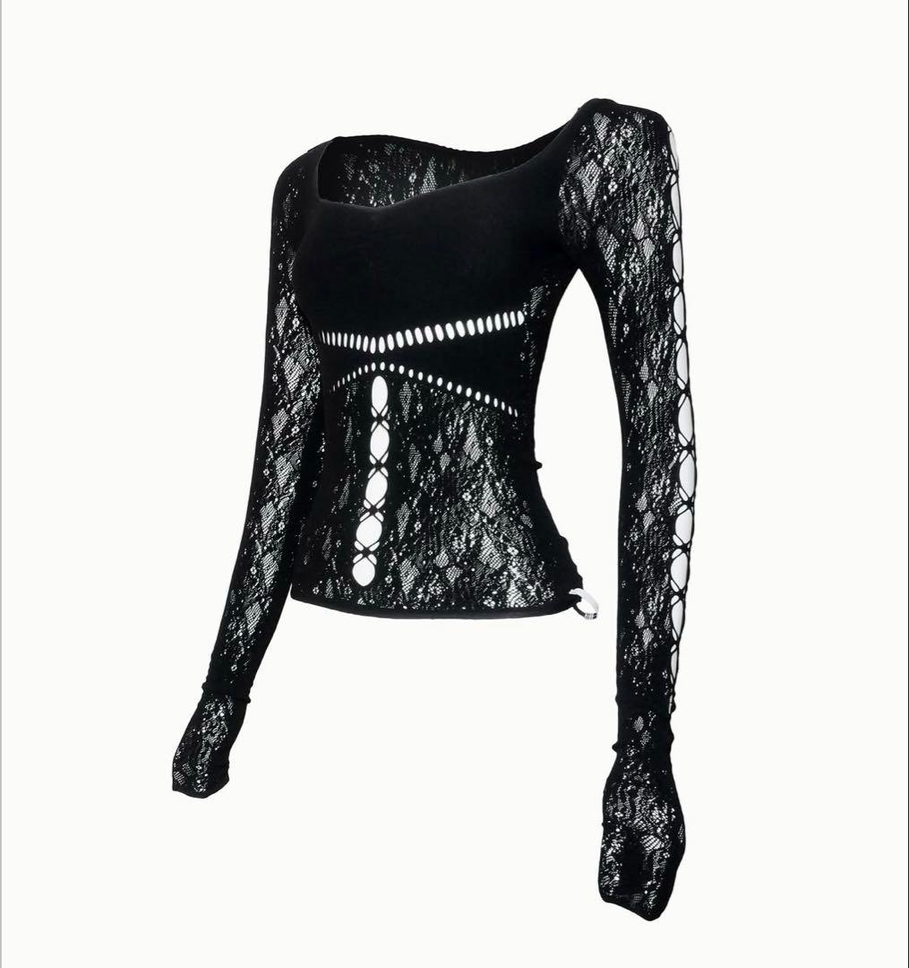 トップス theredthread s ruched sculpt body lace