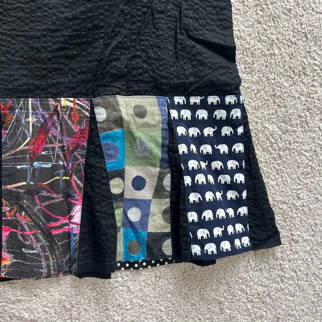 アルベロベロ オレボレブラ チュニック ワンピース ぶたさん ビーズ コットン黒