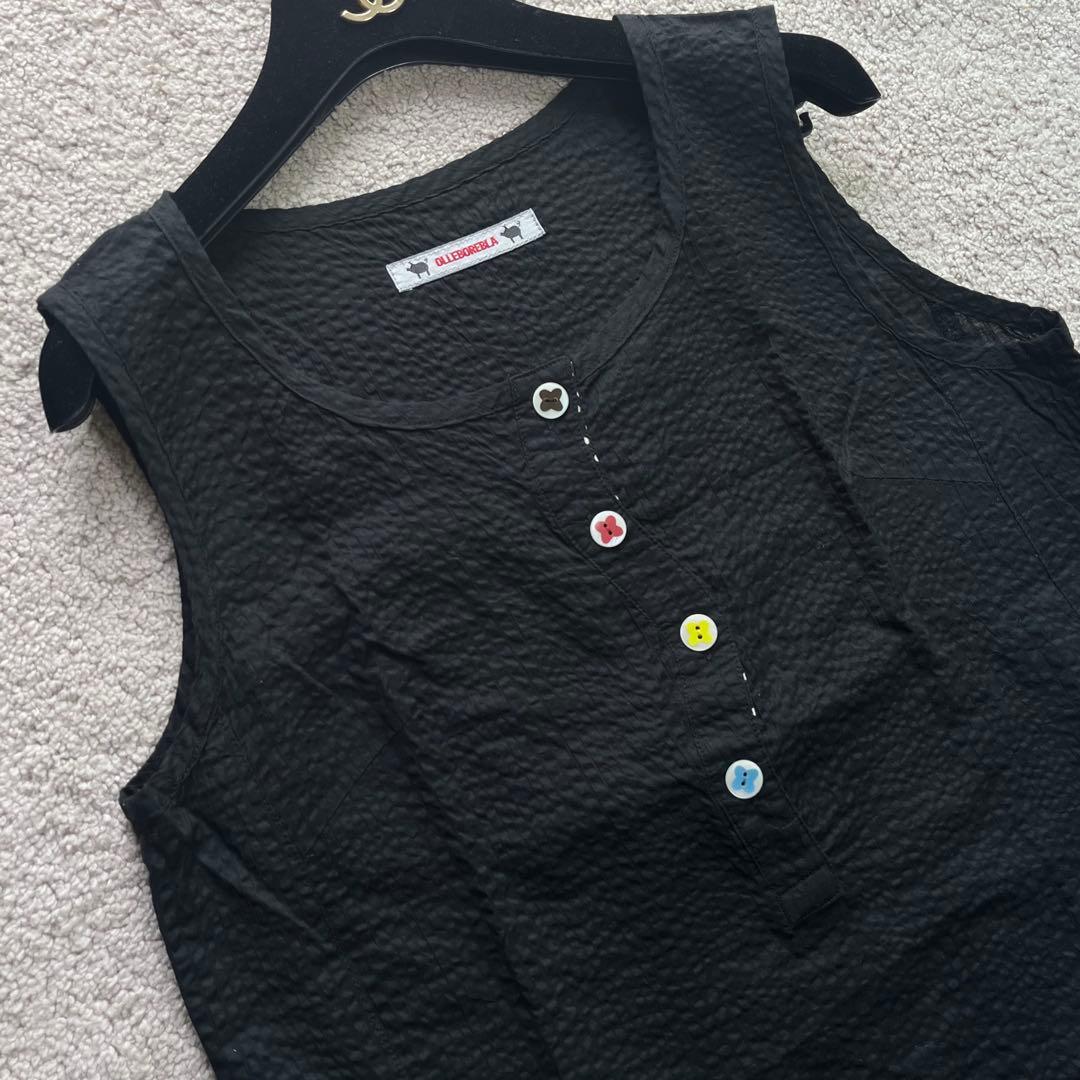 アルベロベロ オレボレブラ チュニック ワンピース ぶたさん ビーズ コットン黒