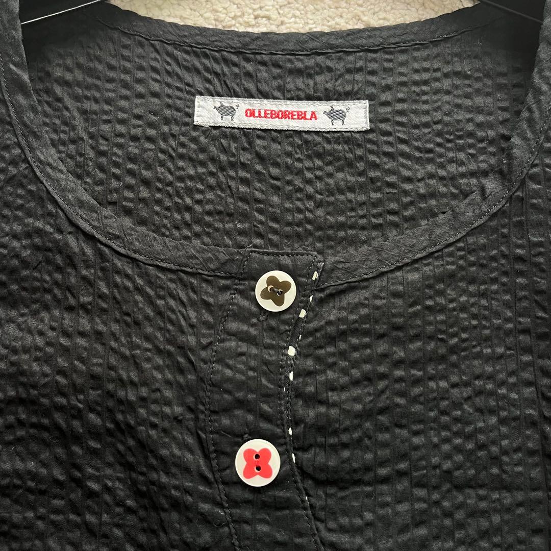 アルベロベロ オレボレブラ チュニック ワンピース ぶたさん ビーズ コットン黒