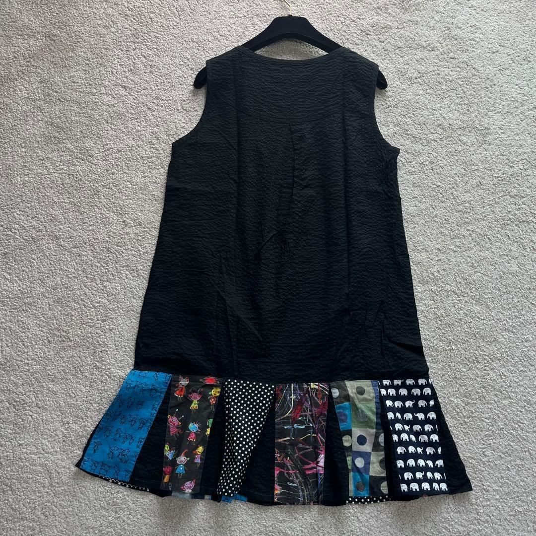 アルベロベロ オレボレブラ チュニック ワンピース ぶたさん ビーズ コットン黒