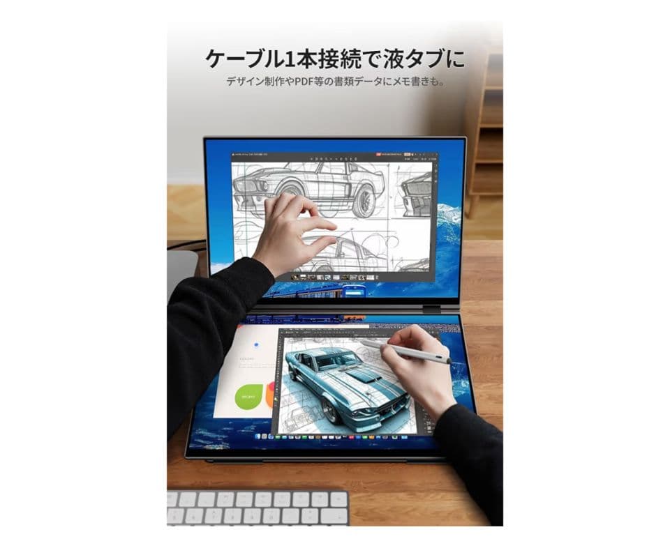 16インチ タッチパネル ダブルモニター　タッチペン付EWEI製