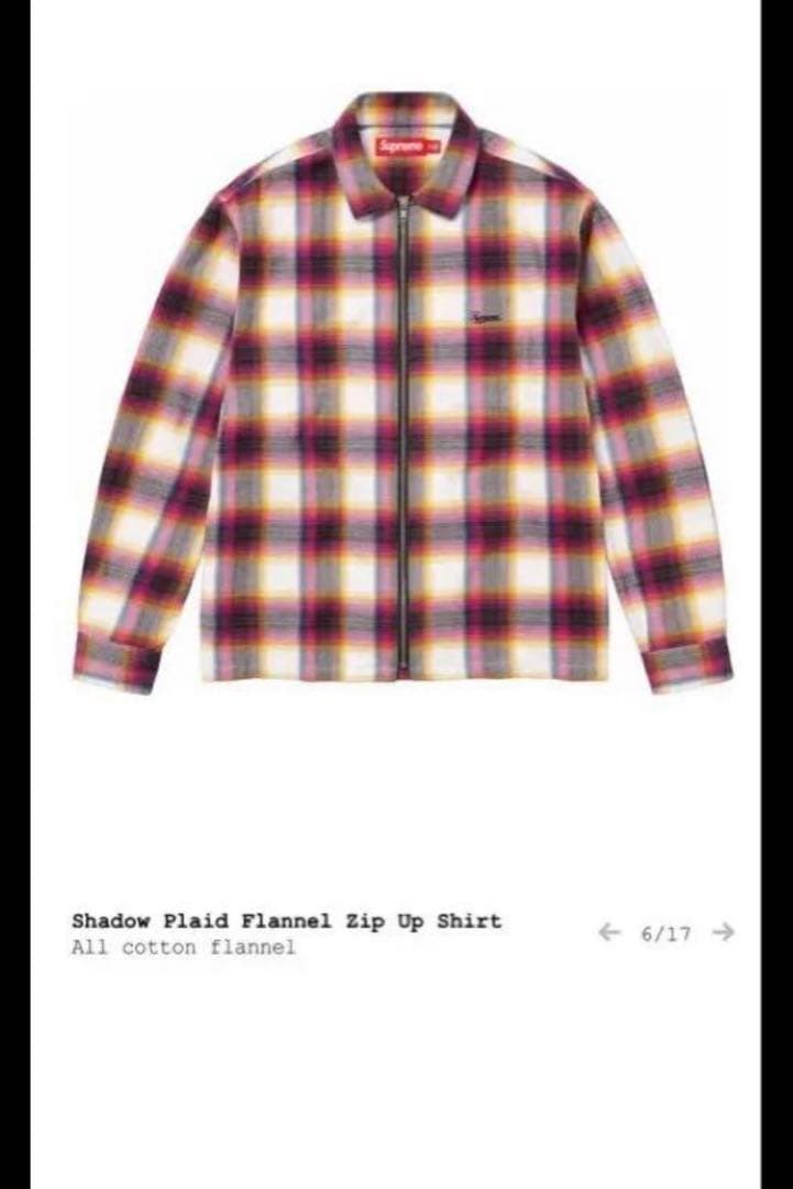 トップス Supreme Shadow Plaid Flannel ZipUp Shirt