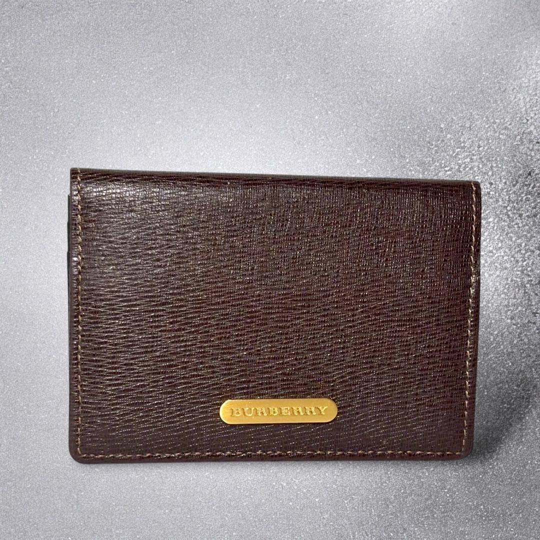 バーバリー　ノバチェック　名刺入れ　カード入れ　ブラウン　ゴールド金具