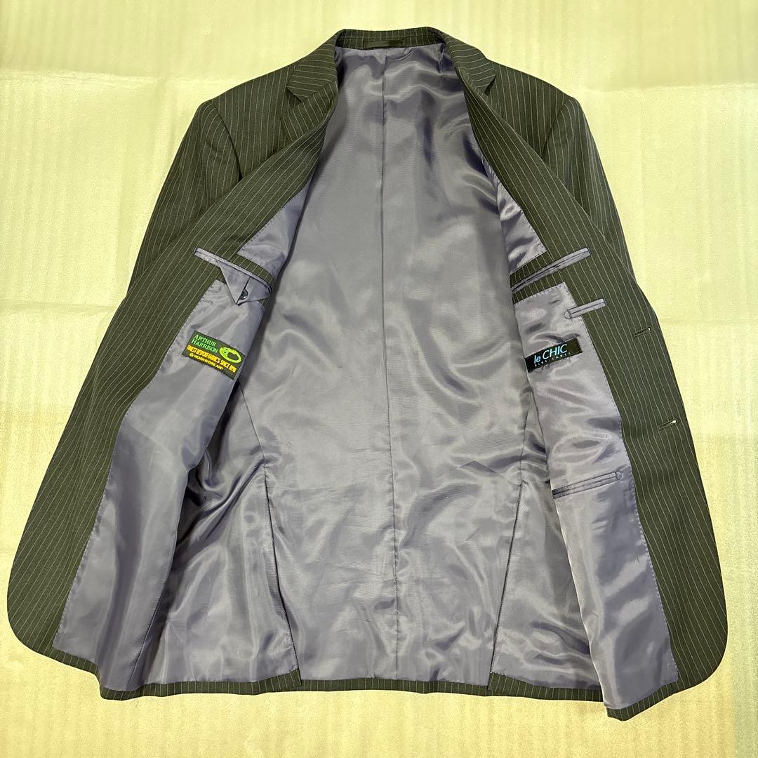 美品✨AB7 大きいサイズ イギリス高級生地 グレーストライプ セットアップ