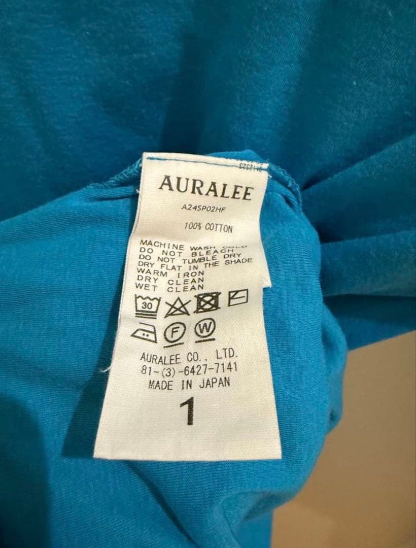 AURALEE シアーリブ ガーゼ ロングスリーブ カットソー　ターコイズ