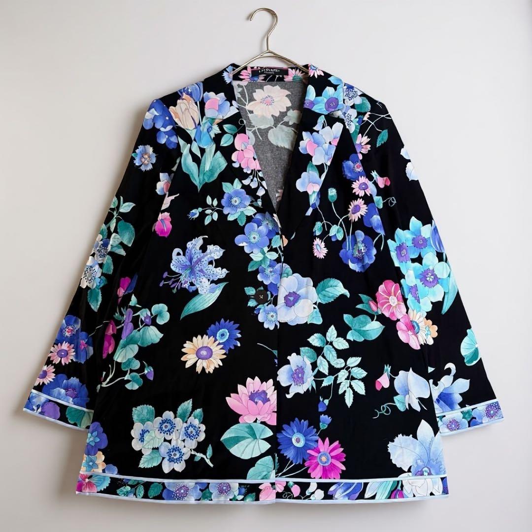 近年物 大きいサイズ✨レオナール カンカン素材 美しい花柄のジャケット 羽織り