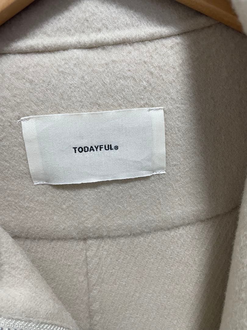 トゥデイフル　ウールジップブルゾン アウター コート ショート丈　ナチュラル