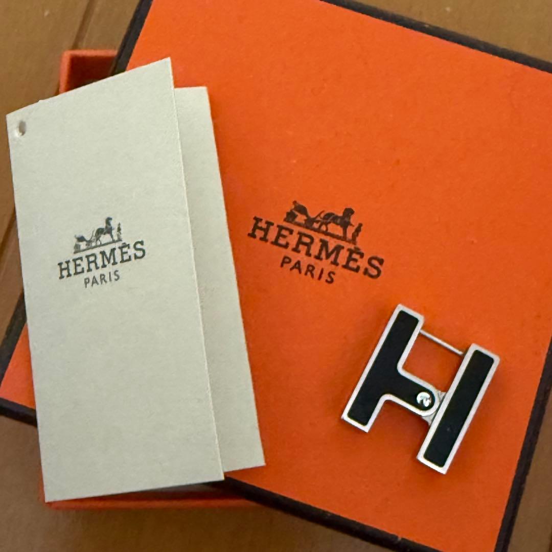 【最安値】 HERMES ピアス Hロゴ シングルハウンドトゥース 片耳用