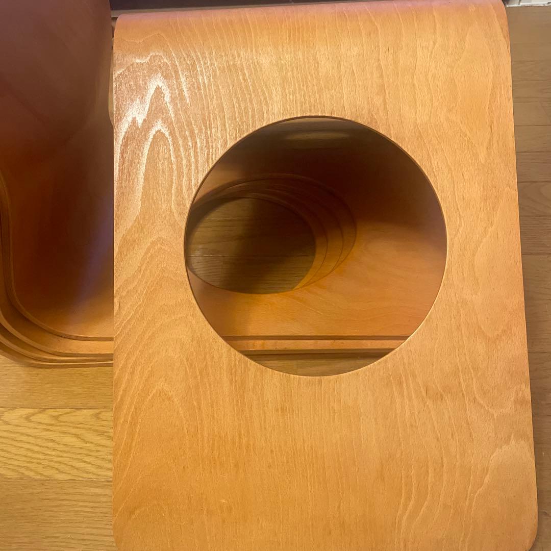 穴あきデザイン 木製座椅子　5脚