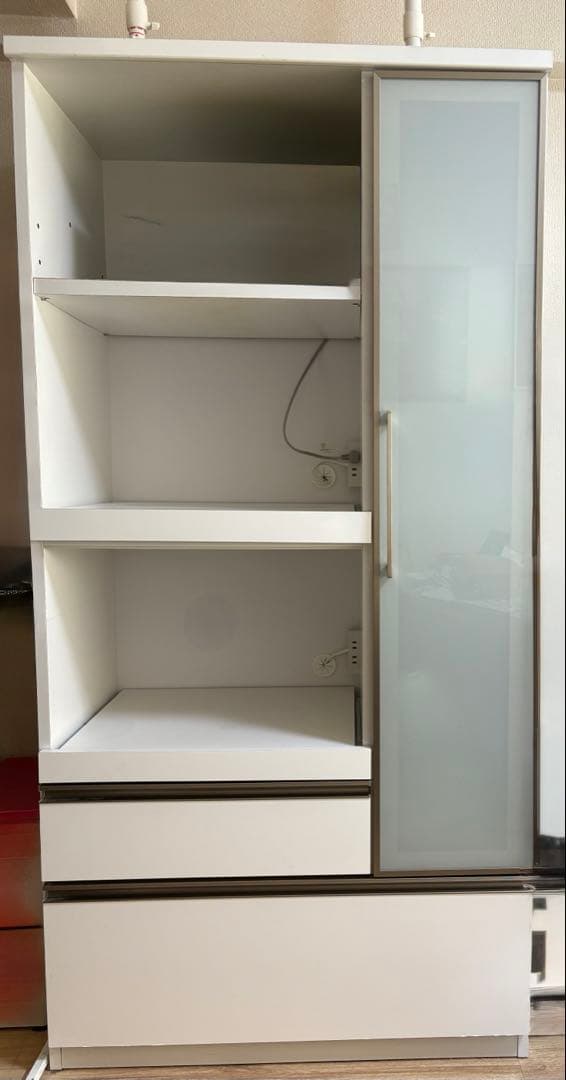 １月4日まで売り切り価格　ホワイト食器棚 ガラス扉付き　アリストⅡ90OPWH