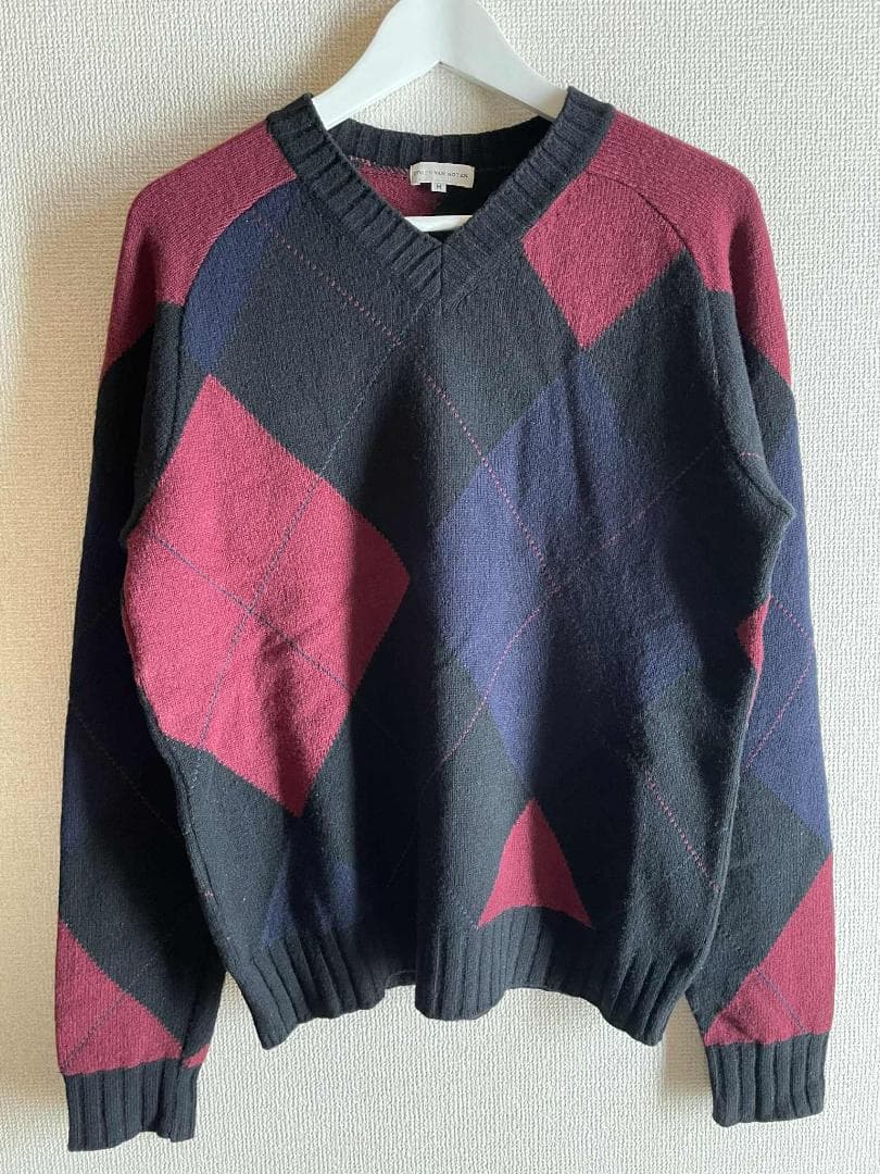 DRIES VAN NOTEN ライカ期 アーガイル柄 Vネックセーター