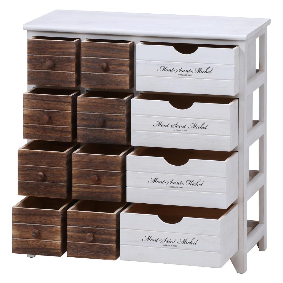 カントリーテイスト マルチチェスト 4段12杯