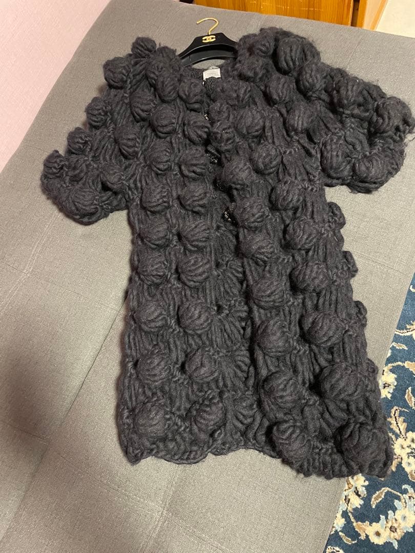 シャネルCHANEL08A宝石ボタン美品カメリアニットコート