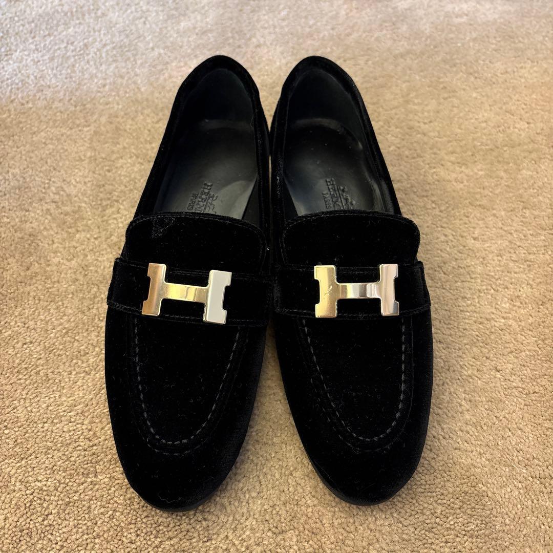エルメス モカシン 34サイズ 黒 ベロア 新品未使用