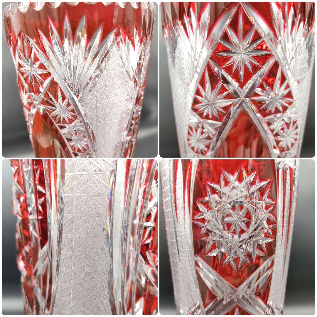 【超希少　特大サイズ　高さ　約50cm】切子　花瓶　赤