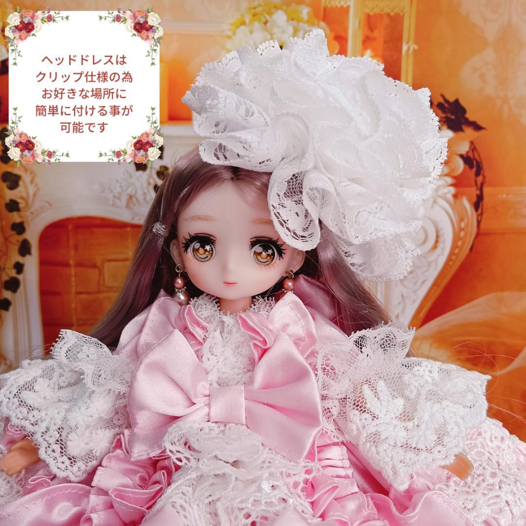 ミリィ　リカちゃんサイズ　ピンク　リボンのロココ調ドレス　手作り　ドール服