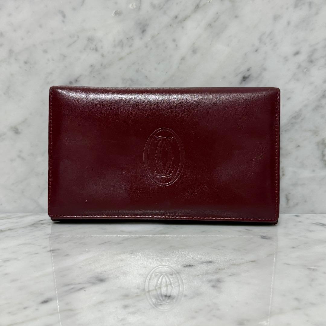 Cartier カルティエ 二つ折り財布 がま口 マストライン 本革 レザー