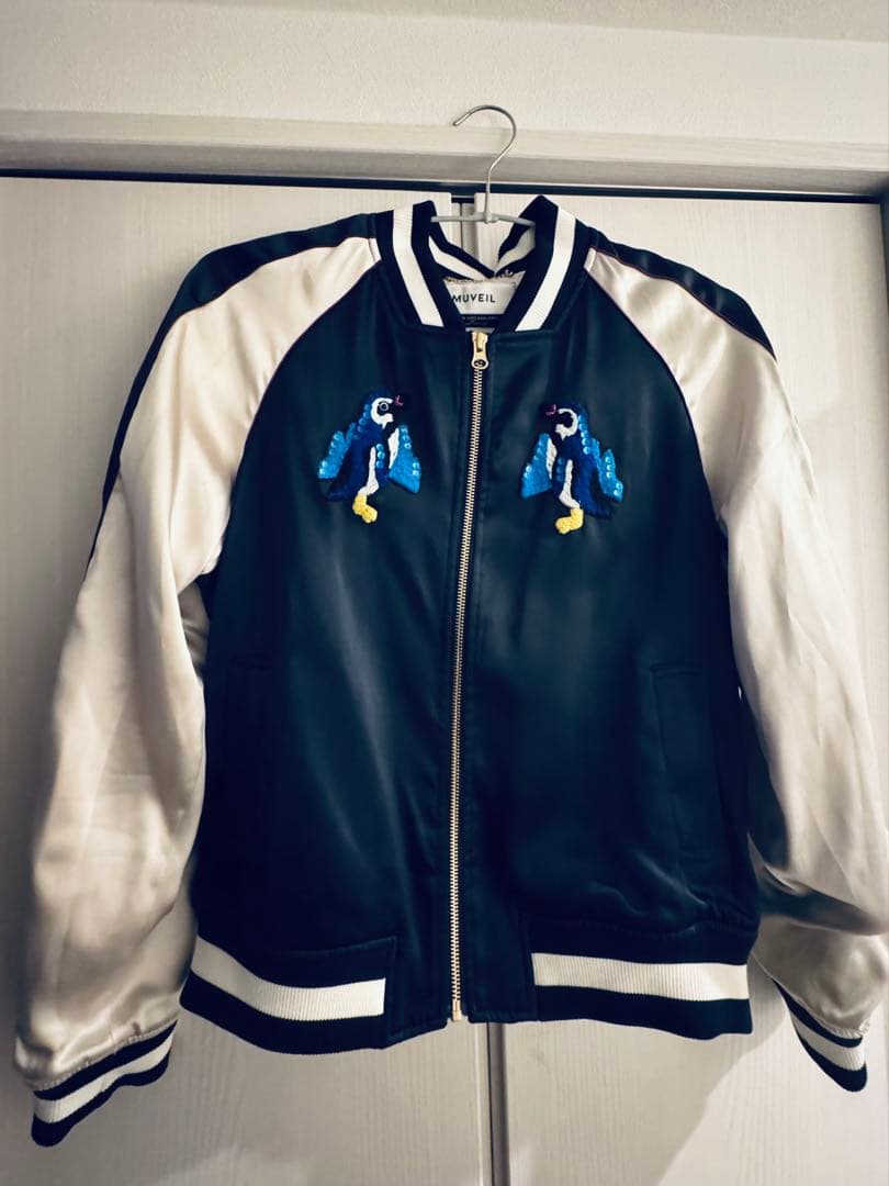 値下げ　ミュベール　MUVEIL ペンギン刺繍 スカジャン