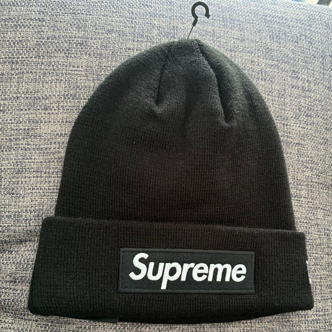 Supreme ボックスロゴ　ビーニー　黒　ブラック ニット帽