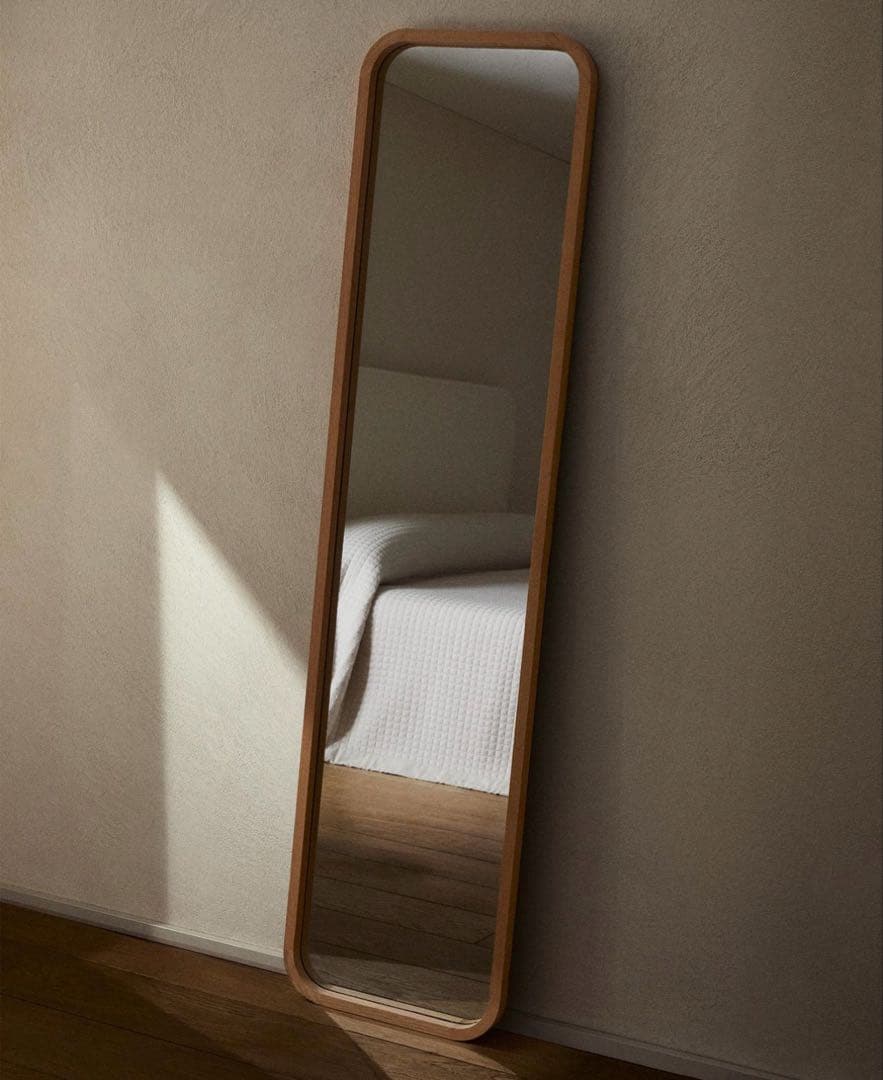 ナチュラルウッド スタンドミラー 大型