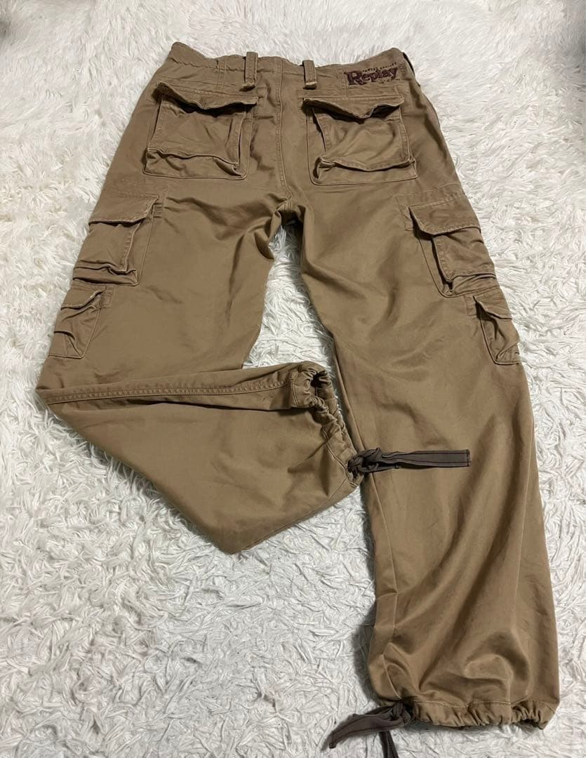 REPLAY リプレイ　ミリタリー　カーゴパンツ ドラゴン　刺繍ロゴ　W32