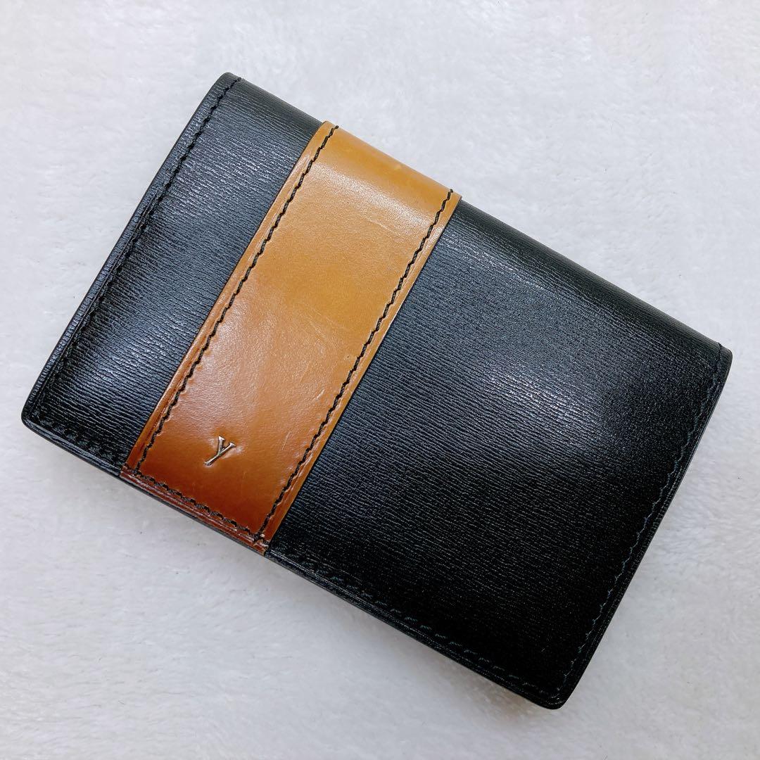 ✨美品✨yuhaku ユハク カードケース 名刺入れ　オレンジ　レザー　ブラック